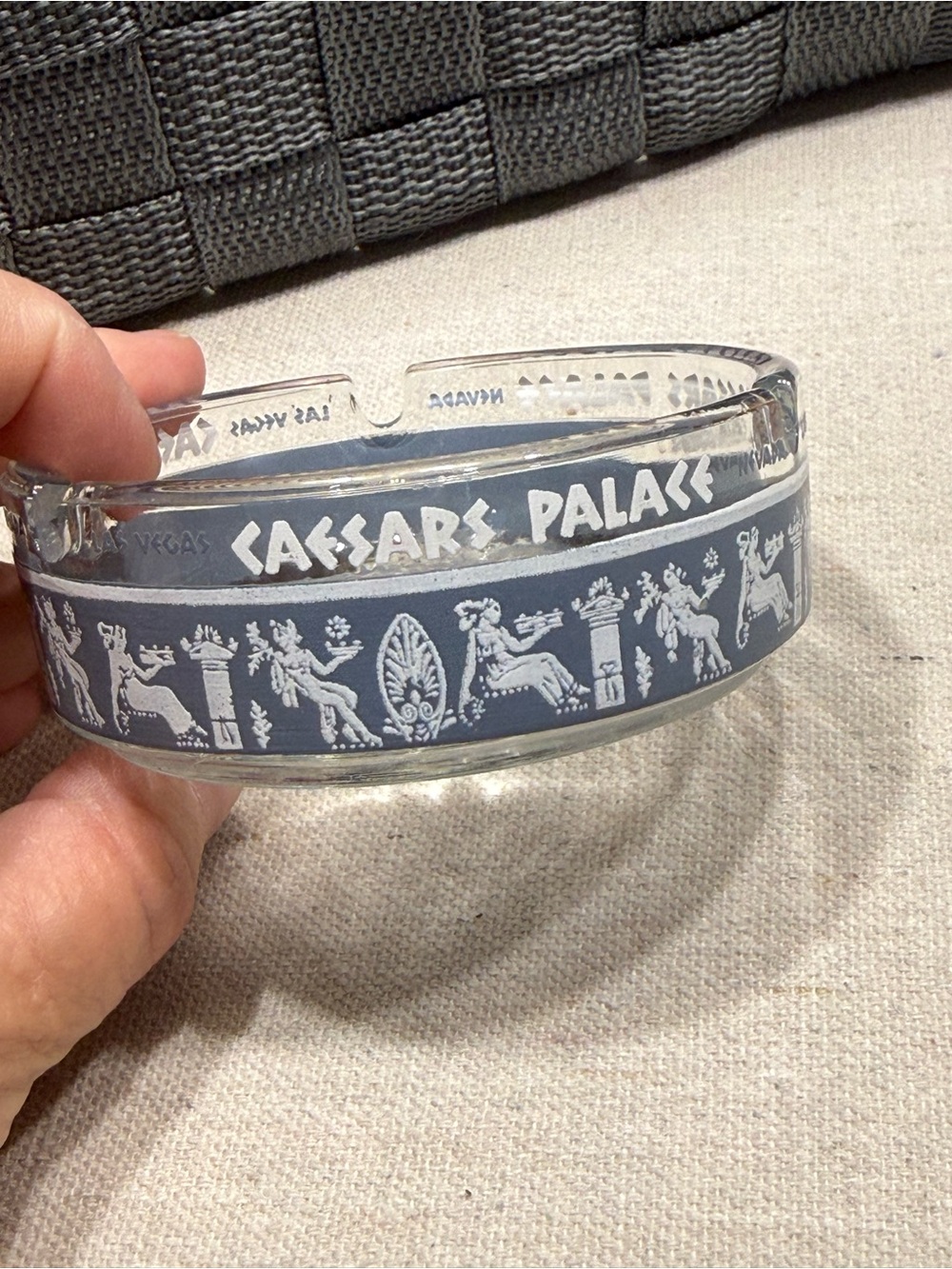 Vintage 1970s Caesars Palace Las Vegas Round Glass Ashtray